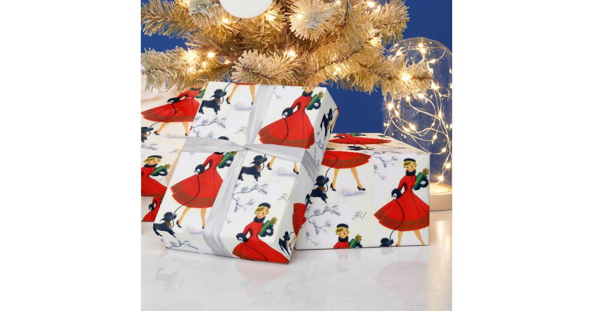 Retro Vintage Christmas lady party wrap Wrapping Paper | Zazzle | Zazzle