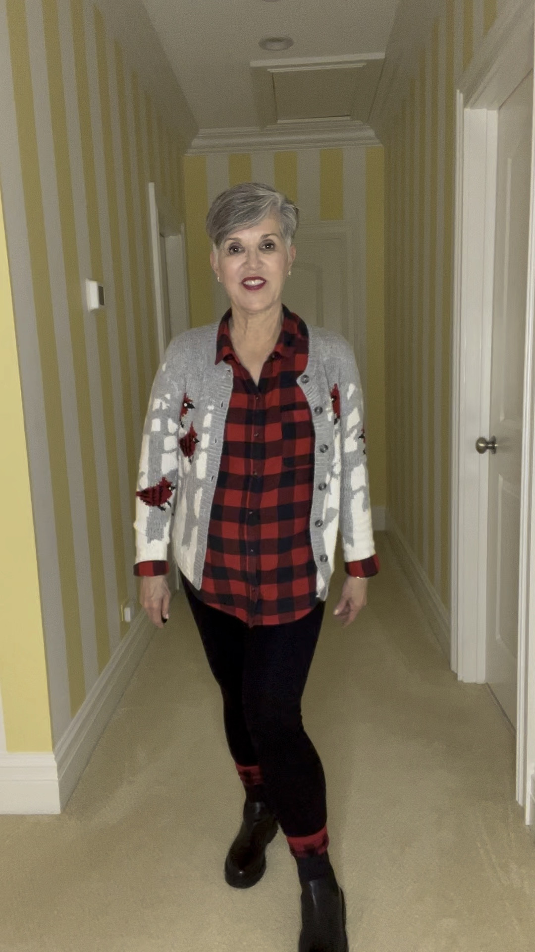 
Are you a fan of cozy but cute 🥰 looks for errands?  (Share this post with your friend who loves ❤️cardinals!)I had a long 😳 dental appointment so I wanted to be warm and comfy. But also cute! Take this @talbotsofficial winter cardigan (S), an @llbean check flannel shirt (S), @amazonfashion lysse leggings and @amazon check socks.  Lastly, I added black chukka boots! Done ✅

#LTKSeasonal #LTKshoecrush #LTKsalealert