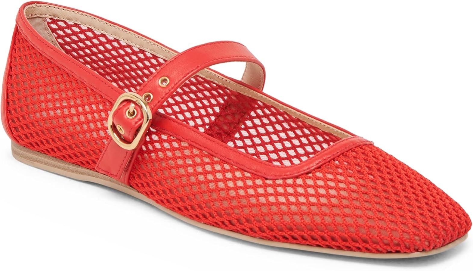 Mesh Mary Jane Flats for Women Woven Buckle Strap Round Toe Lightweight Ballet Dressy Shoes Comfo... | Amazon (US)