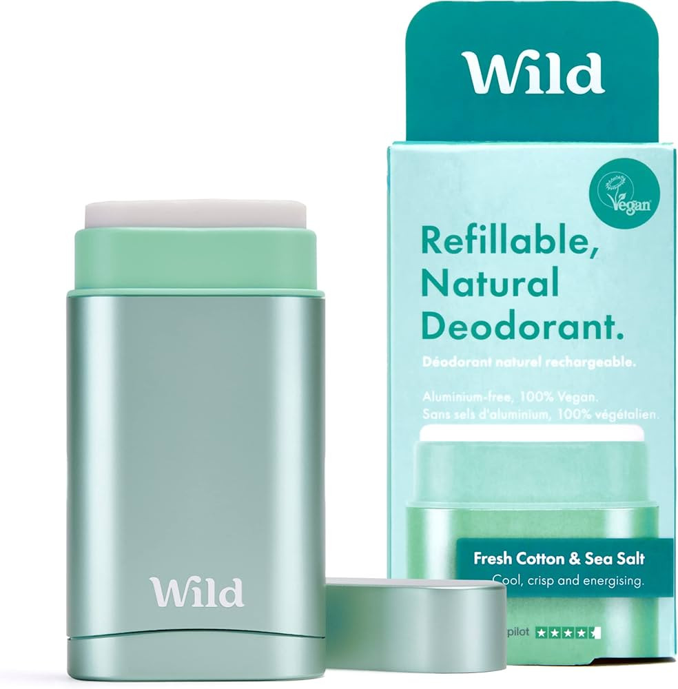 Wild - Refillable Deodorant - Vegan - Aluminum Free - Long Lasting Protection - Starter Kit - Aqu... | Amazon (US)