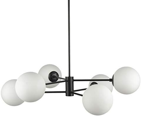 Caserti Mid Century Modern 6 Light Chandelier | Black Pendant Lighting LL-CH319-5BLK | Amazon (US)