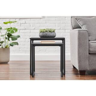StyleWell Donnelly Black Nesting Tables with Black Wood Top (Set of 2) NT8007BKB - The Home Depot | The Home Depot