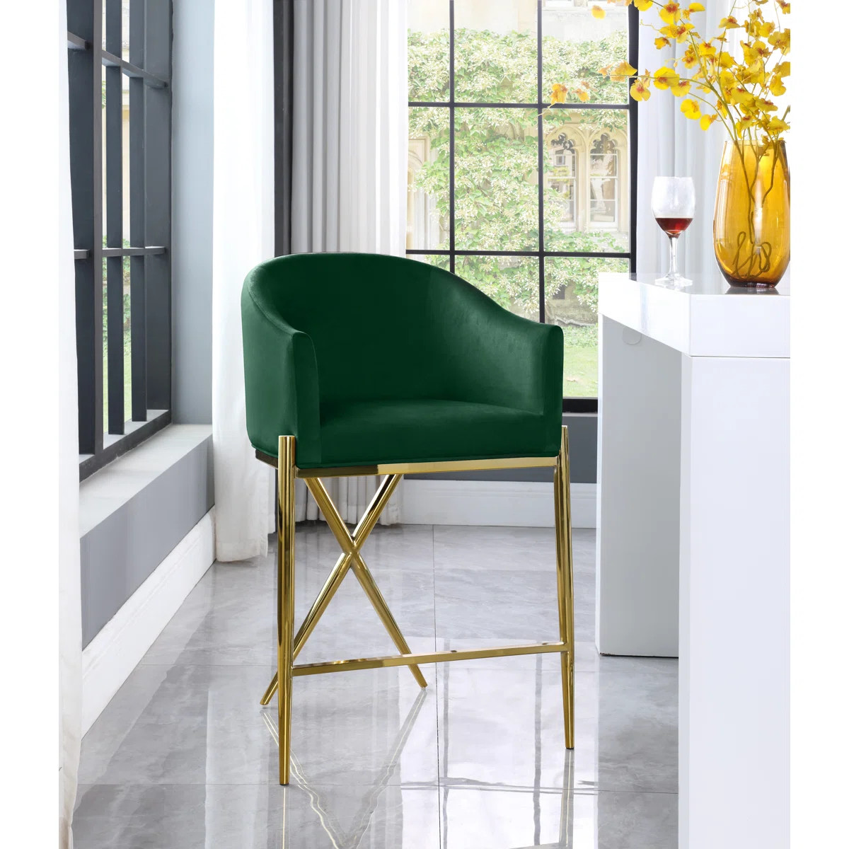 Niko Upholstered Counter Stool with Metal Frame | Wayfair North America