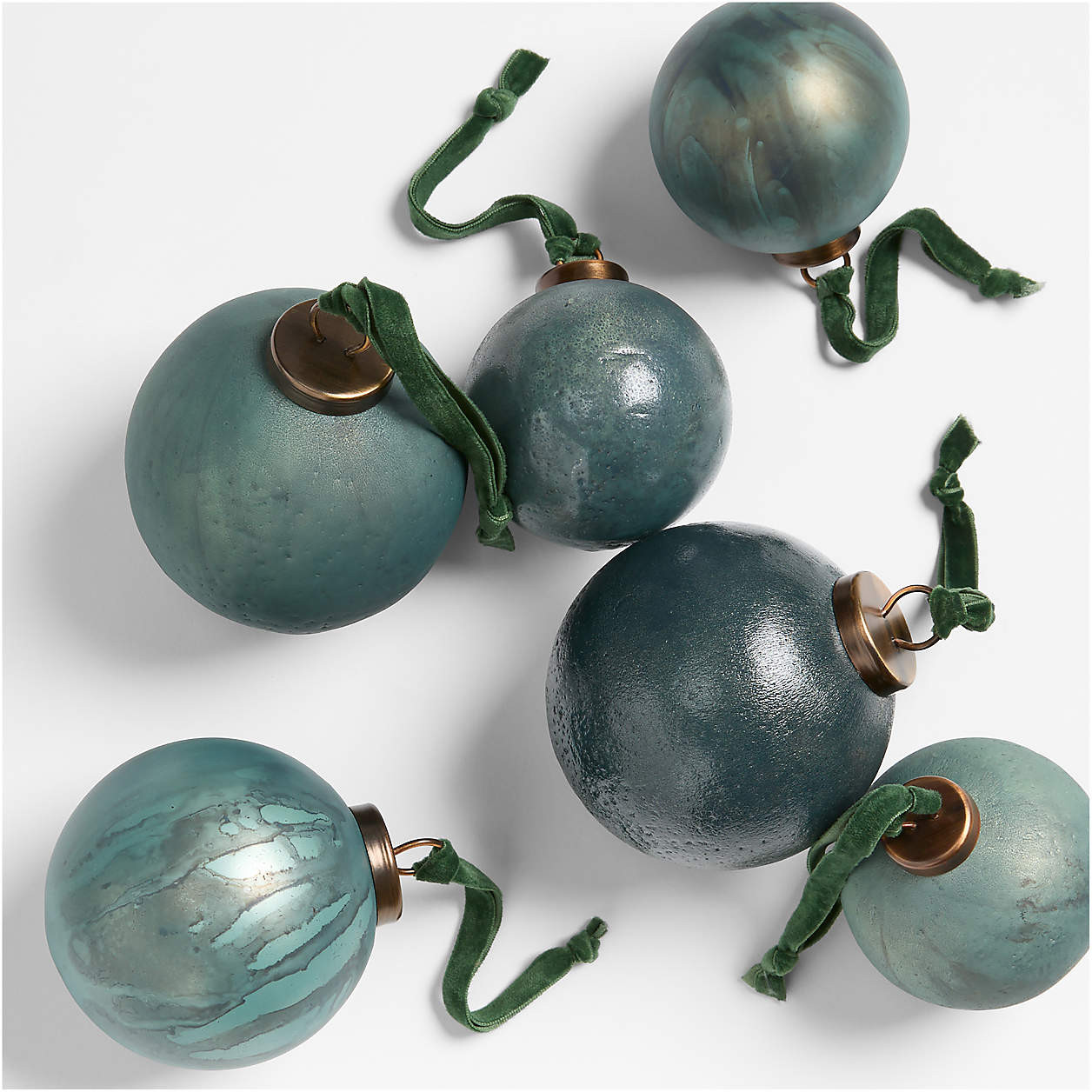 Verdigris Christmas Tree Ornament, Boxed Set of 6 | Crate & Barrel | Crate & Barrel