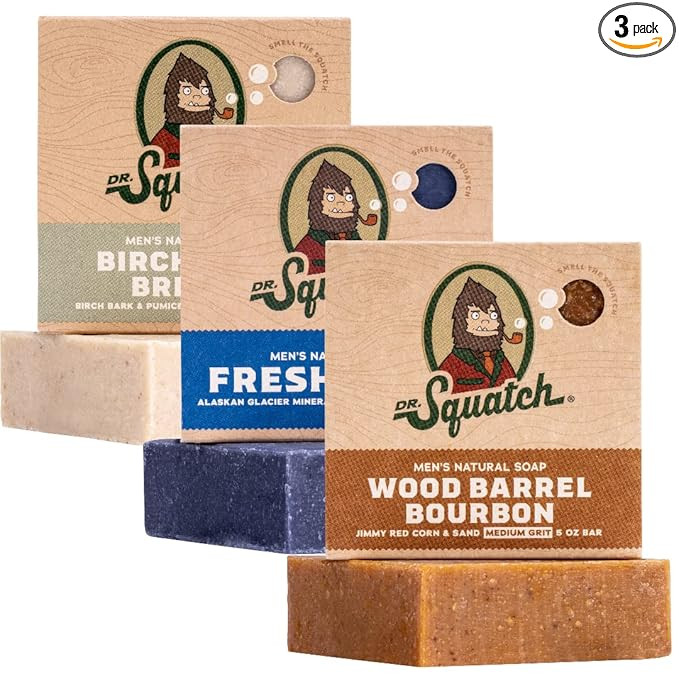 Dr. Squatch Natural Bar Soap for Men - Cold Process Soap with No Harsh Chemicals - Wood Barrel Bo... | Amazon (US)
