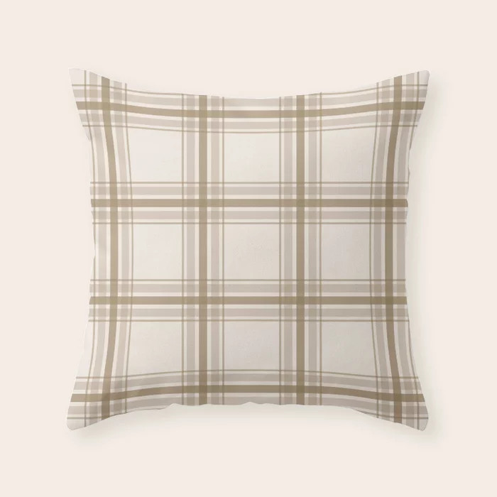 Farmhouse Plaid in Caramel, Tan and Cream Throw Pillow | Society6
