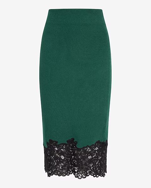 Lace Hem Sweater Pencil Skirt | Express