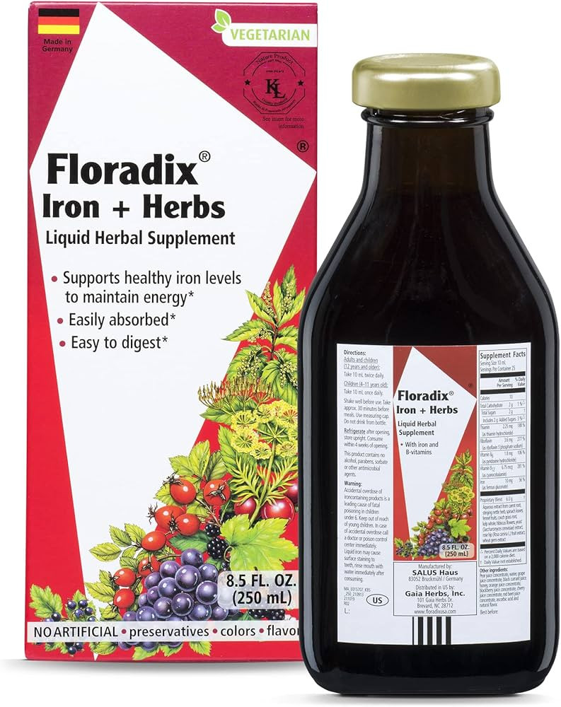 Amazon.com: Floradix Iron & Herbs - Liquid Herbal Supplement for Energy Support - Iron Supplement... | Amazon (US)