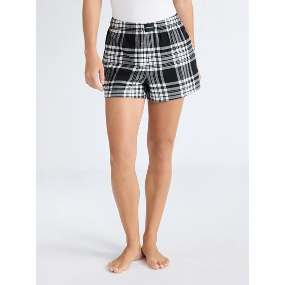 Joyspun Women's Flannel Pajama Boxer Shorts, 3'' Inseam, Sizes XS-3X | Walmart (US)