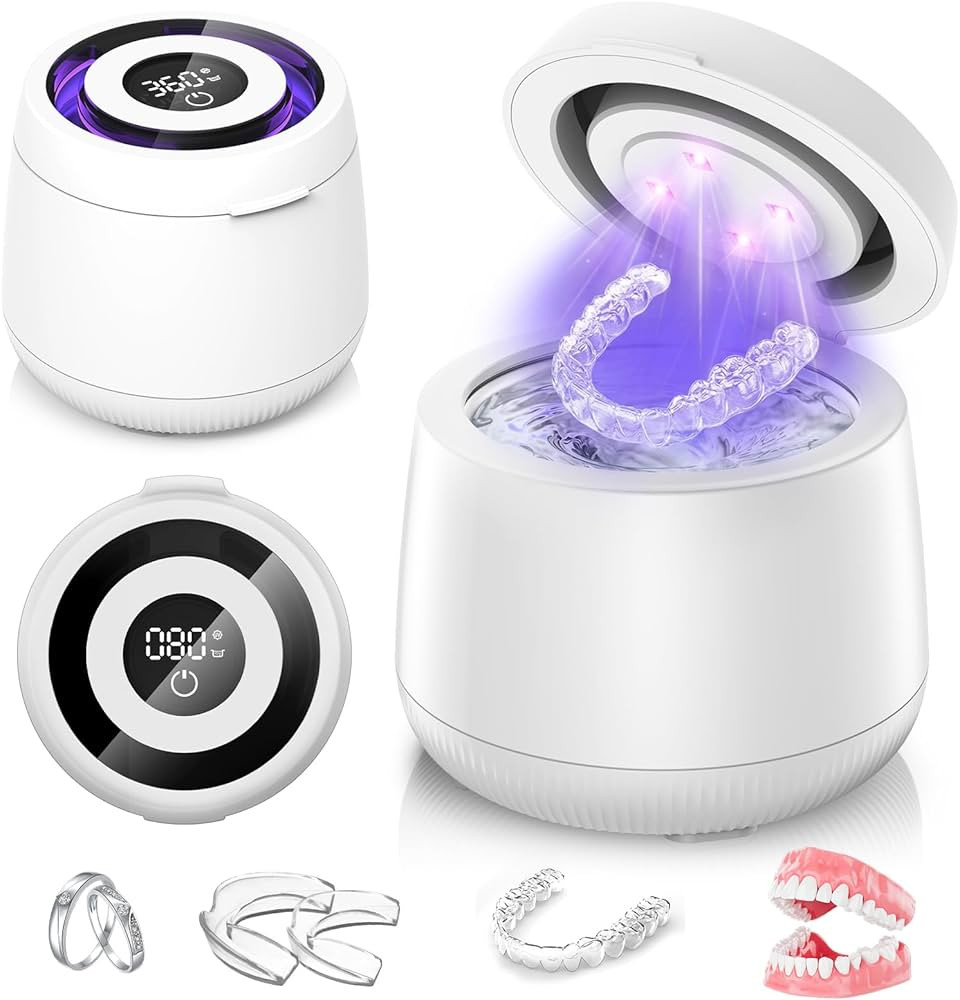 Ultrasonic Retainer Cleaner Machine, Dynamic 42-48kHz Dental Cleaning Pod with Digital Timer, 200... | Amazon (US)