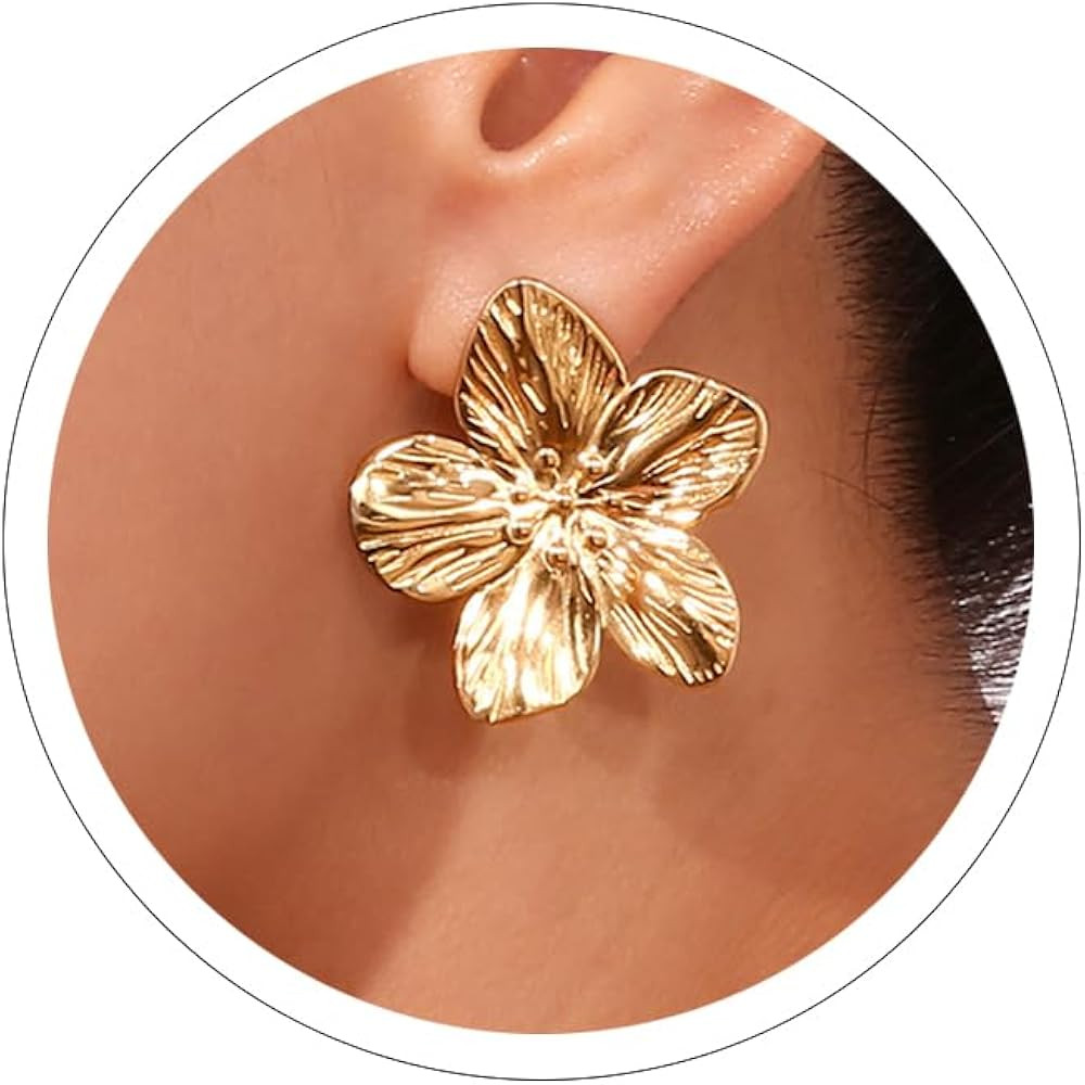 Silver Chunky Earrings Gold Statement Earrings for Women Large Earrings Bold Big Gold Earrings Si... | Amazon (US)