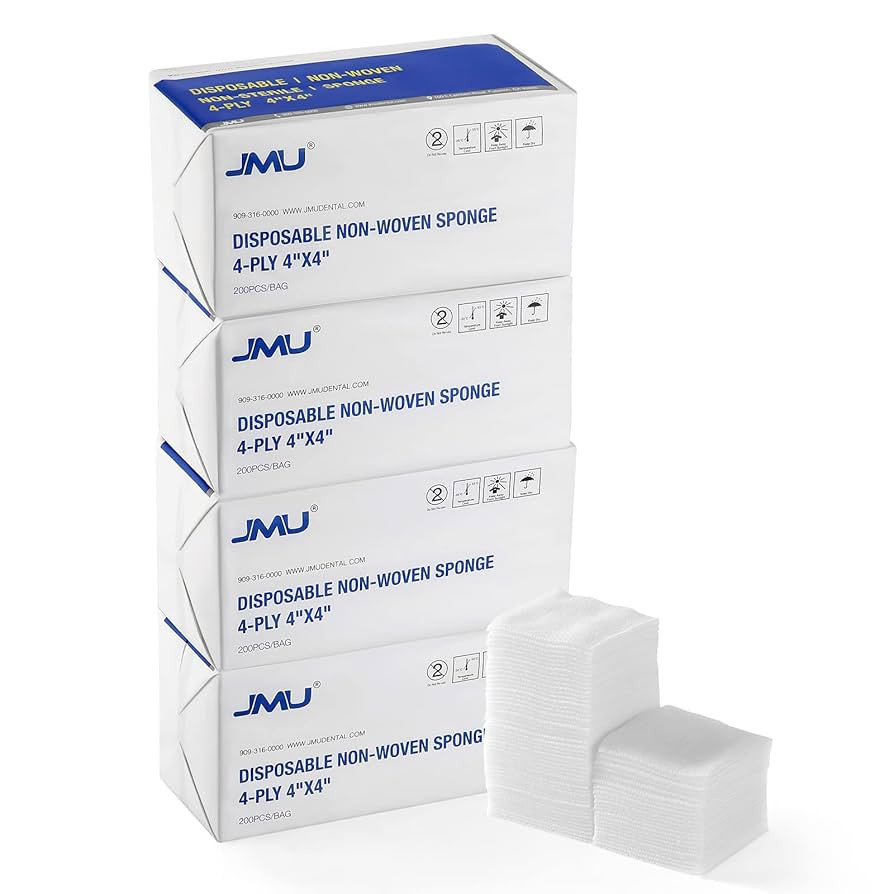 JMU 800 Gauze Pads 4x4, Non Woven Sponges 4-Ply Non-Sterile Guaze All Purpose Gauze Sponges | Amazon (US)