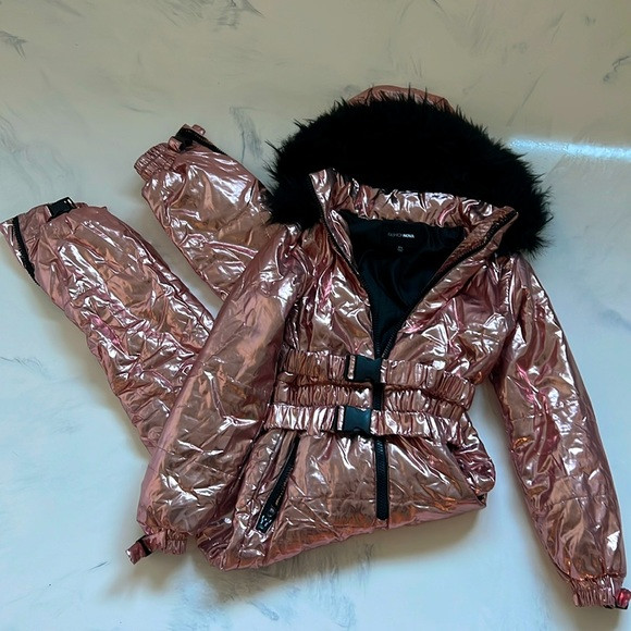 Fashion Nova Rose gold ski snow suit | Poshmark