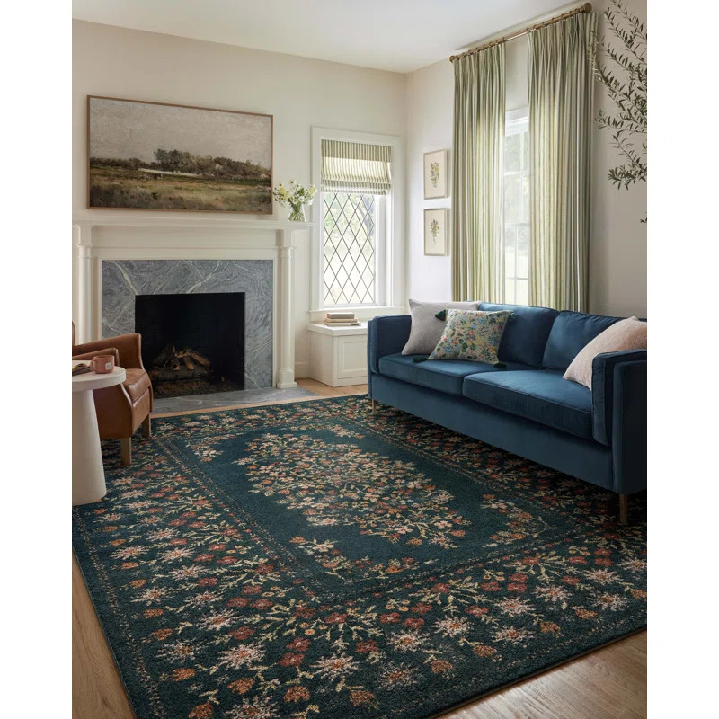 Rifle Paper Co. x Loloi Laurel Navy Area Rug & Reviews | Wayfair | Wayfair North America