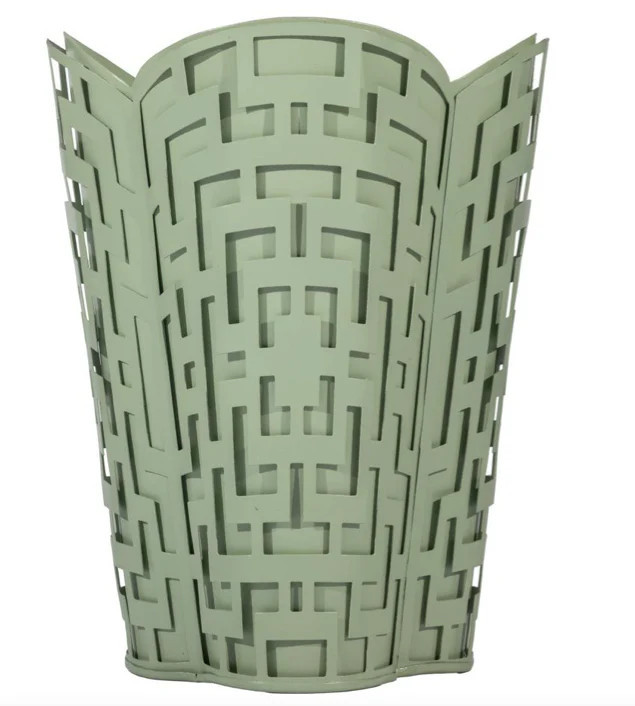 Dark Celadon Fretwork Wastepaper Basket: Final Sale | The Enchanted Home