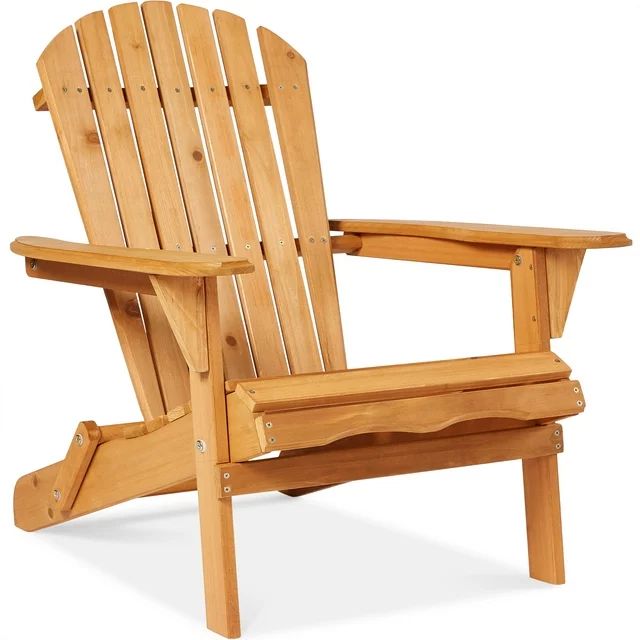Best Choice Products Folding Adirondack Chair Outdoor, Wooden Accent Lounge Furniture w/ 350lb Ca... | Walmart (US)