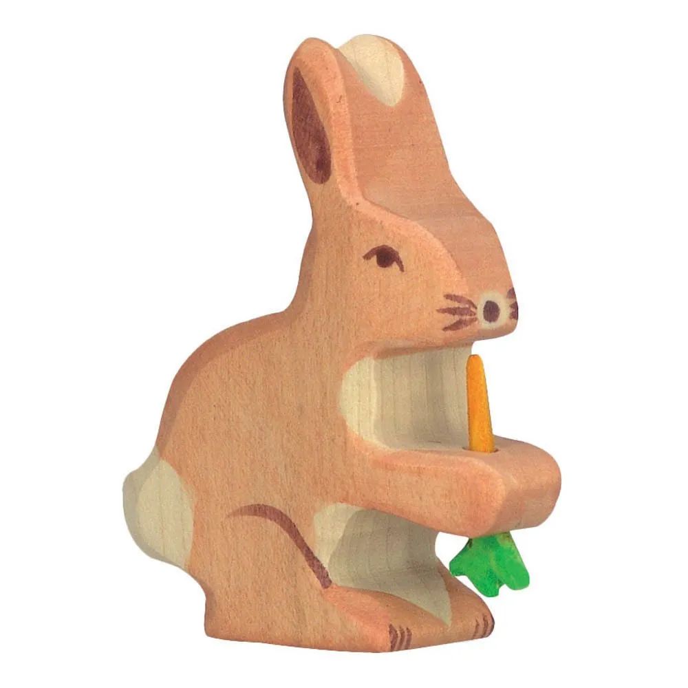 Wooden Rabbit Figurine With Carrot | Smallable