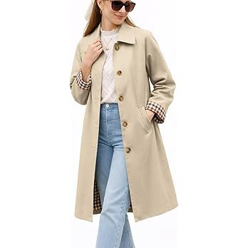 ELLEVEN Long Trench Coat for Women,Single Breasted Lapel Oversized Windproof Overcoat Pea Coats | Amazon (US)