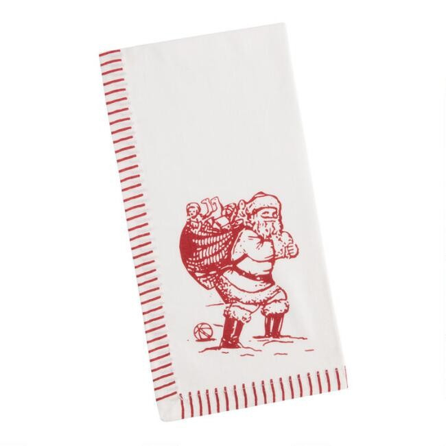 White and Red Old Saint Nick Napkins 4 Pack | World Market