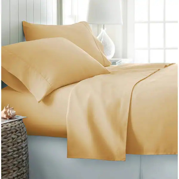 Becky Cameron Ultra-Soft Deep Pocket 4 Piece Bed Sheet Set - Full - Gold | Bed Bath & Beyond