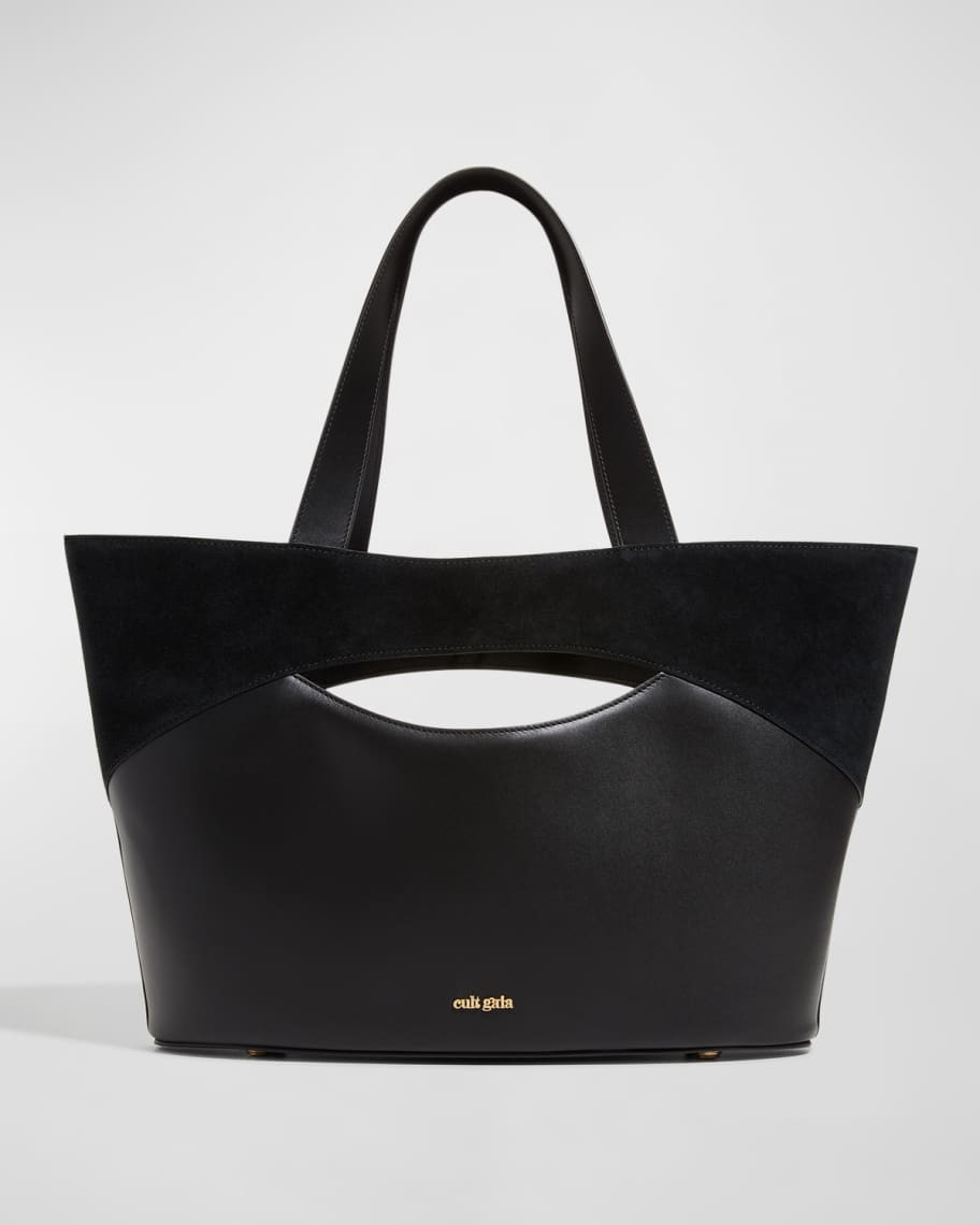 Jun Cutout Mix-Leather Tote Bag | Neiman Marcus