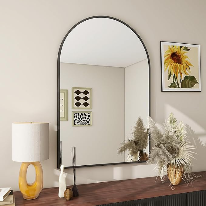 BEAUTYPEAK 20"x30" Arch Bathroom Mirror, Wall Mounted Mirror, Black Vanity Wall Mirror w/Metal Fr... | Amazon (US)