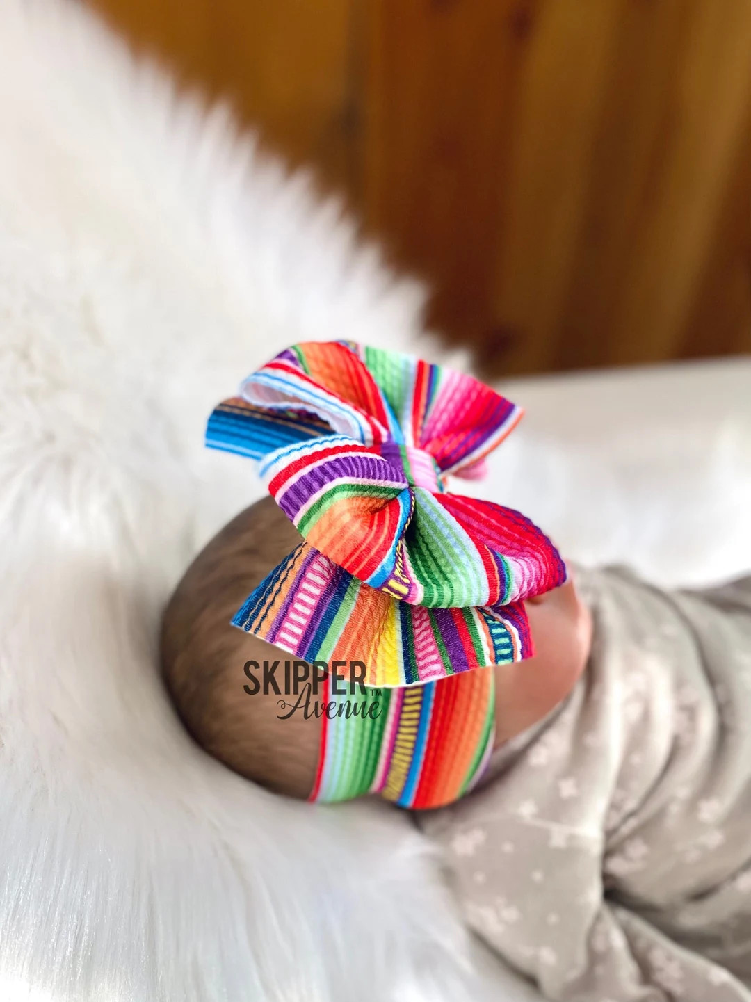RAINBOW FIESTA • Stand-Up Headwraps, Permanently Sewn & Pull-Proof, Big Bow Headbands, Newborn ... | Etsy (US)
