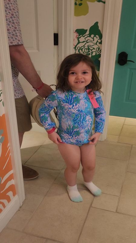 These lilly girls swim run a little small IMO. My daughter sized Up in this 2 piece rashguard set. She is in a size 6 (she's 4).#livinglargeinlilly #kids #lillygirls 

#LTKfindsunder100 #LTKkids #LTKfamily