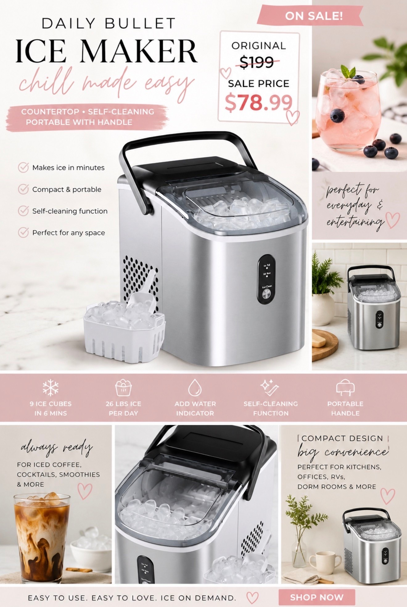 Countertop Bullet Ice Maker on Sale – Self-Cleaning Ice Machine Under $80

#LTKHome #LTKmomlife #LTKSaleAlert