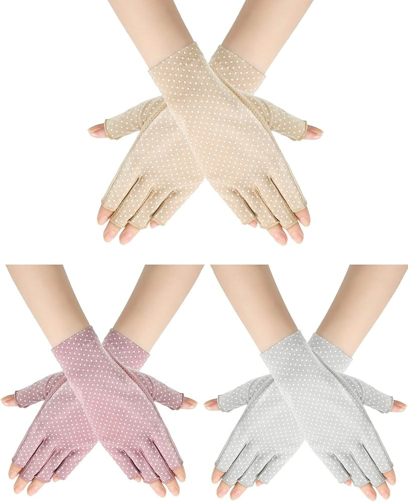Sunblock Fingerless Gloves Non-slip UV Protection Driving Gloves Summer Outdoor Gloves for Women Gir | Amazon (US)