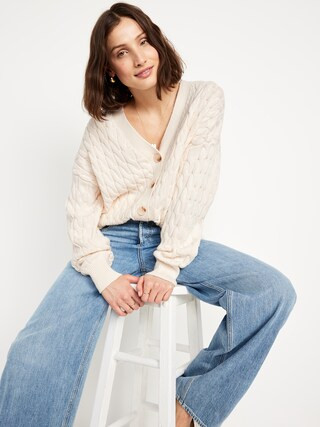 Oversized Slouchy Cable-Knit Cardigan Sweater | Old Navy (US)