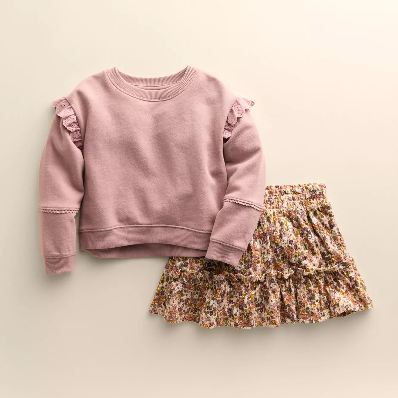 Toddler Girl Little Co. by Lauren Conrad Ruffle Crew & Skirt Set | Kohl's