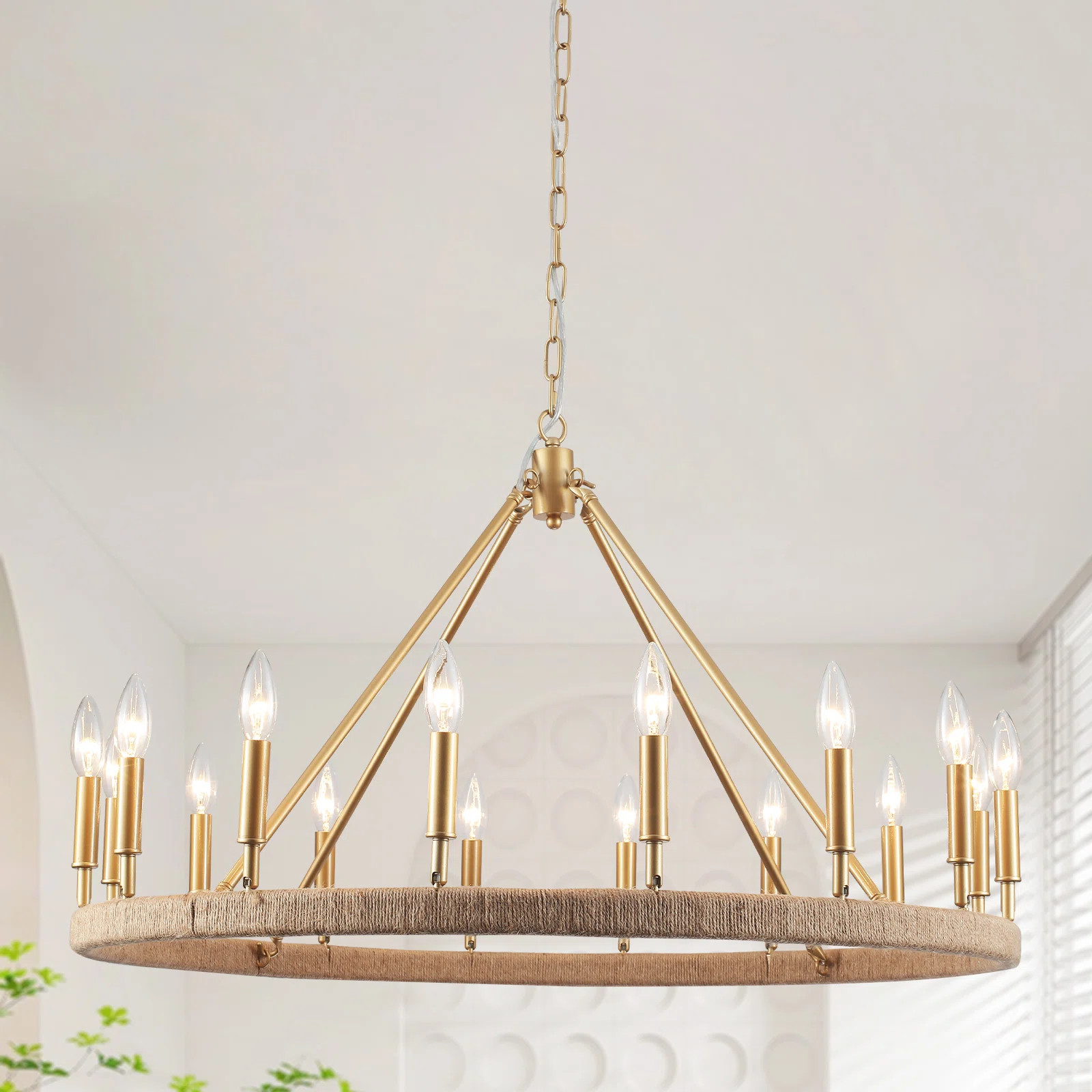 Gracie Oaks Katenia 16 - Light Dimmable Wagon Wheel Chandelier | Wayfair | Wayfair North America