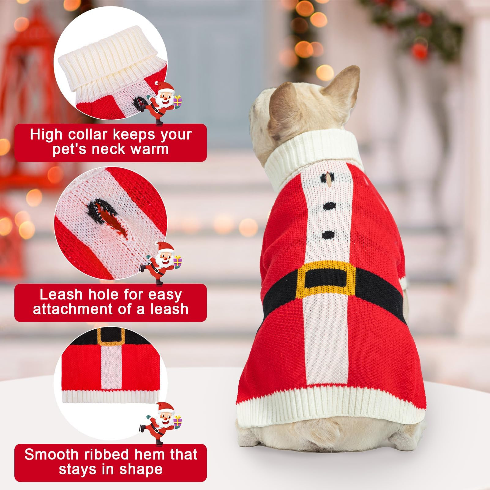 BEAUTYZOO Dog Christmas Sweater for Small Medium Dogs Girls Boys, Dog Santa Claus Costume Outfits... | Amazon (US)