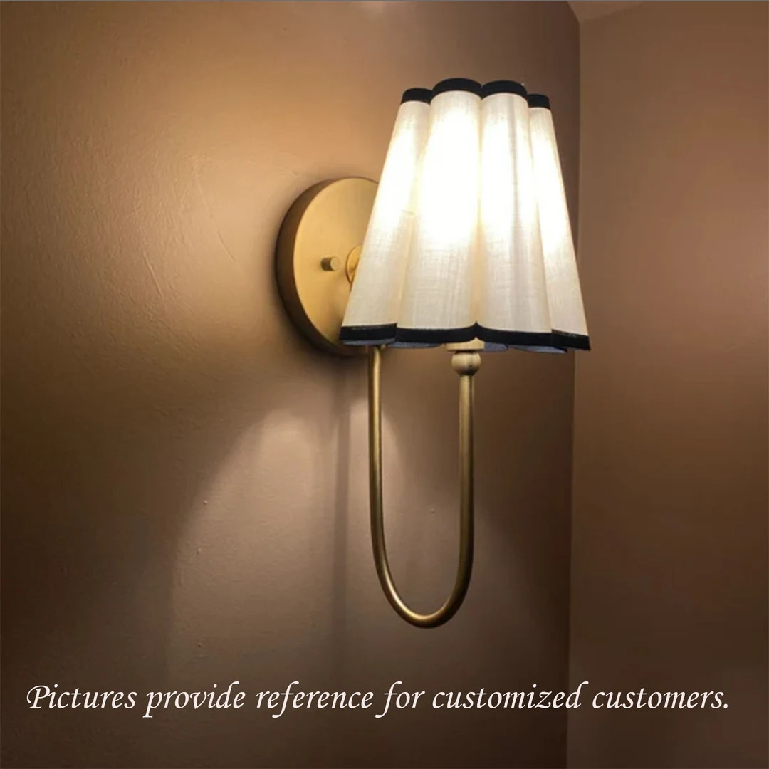 Duzy Handmade Scalloped Shade Mini Khaki With Black Trim Fabric and Acrylic Lampshade-9 for Home ... | Etsy (US)