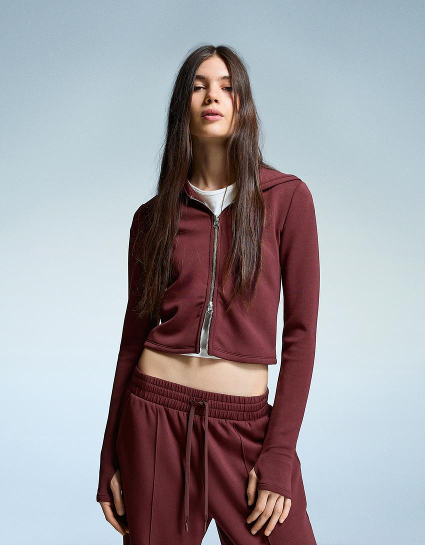 Soft modal blend zip-up hoodie - Women | Bershka GB