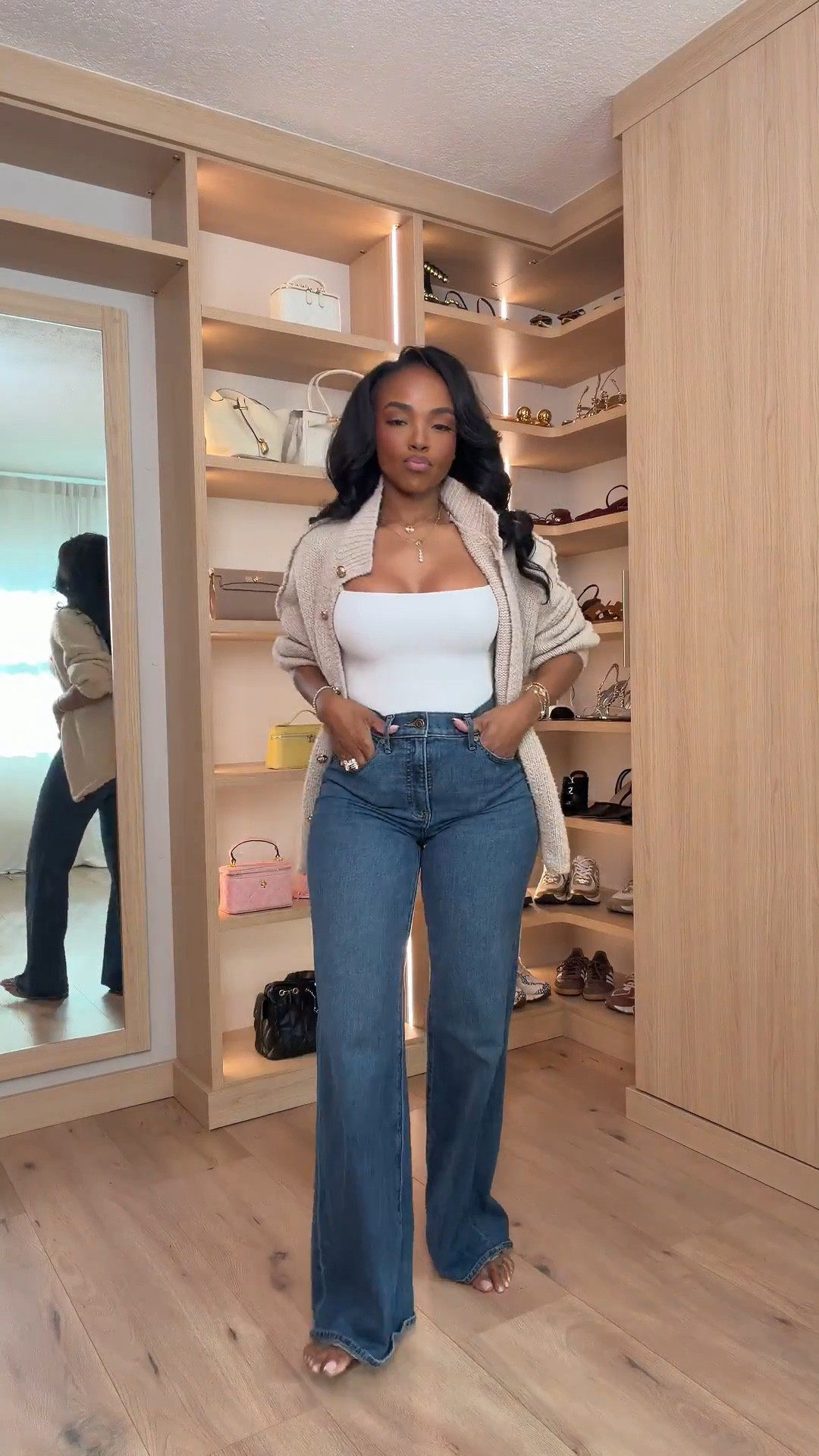 Scroll to shop!! This effortless everyday outfit featuring classic flare jeans paired with a cozy neutral sweater is the relaxed but elevated look. 

Perfect for casual days, errands, coffee runs, travel days, or easy weekend outfits.

#LTKdayinmylife #LTKPetite #LTKootd