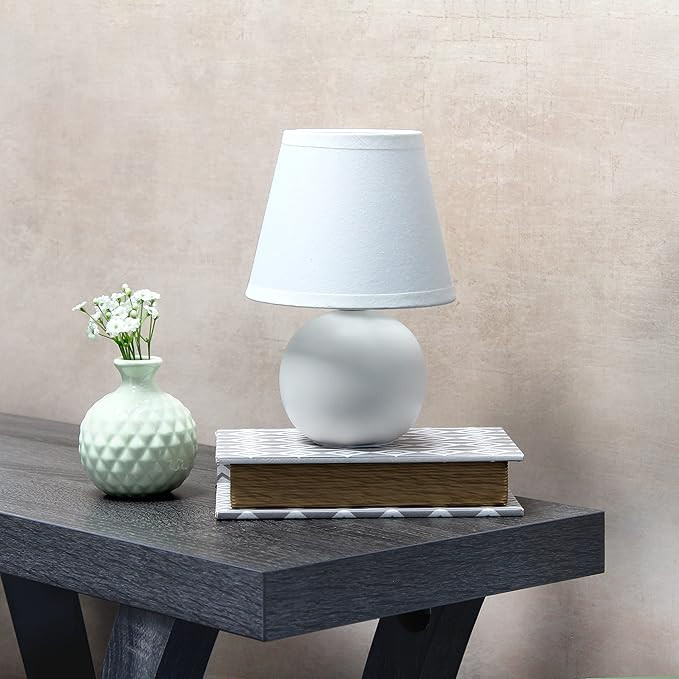 Simple Designs LT2008-OFF Mini Ceramic Globe Table Lamp, Off White | Amazon (US)