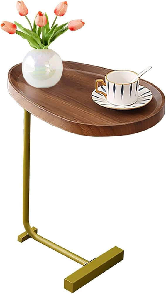 Side Table, C Shaped End Tables TV Tray for Sofa Couch and Bed, Modern Office Laptop Snack Golden... | Amazon (US)