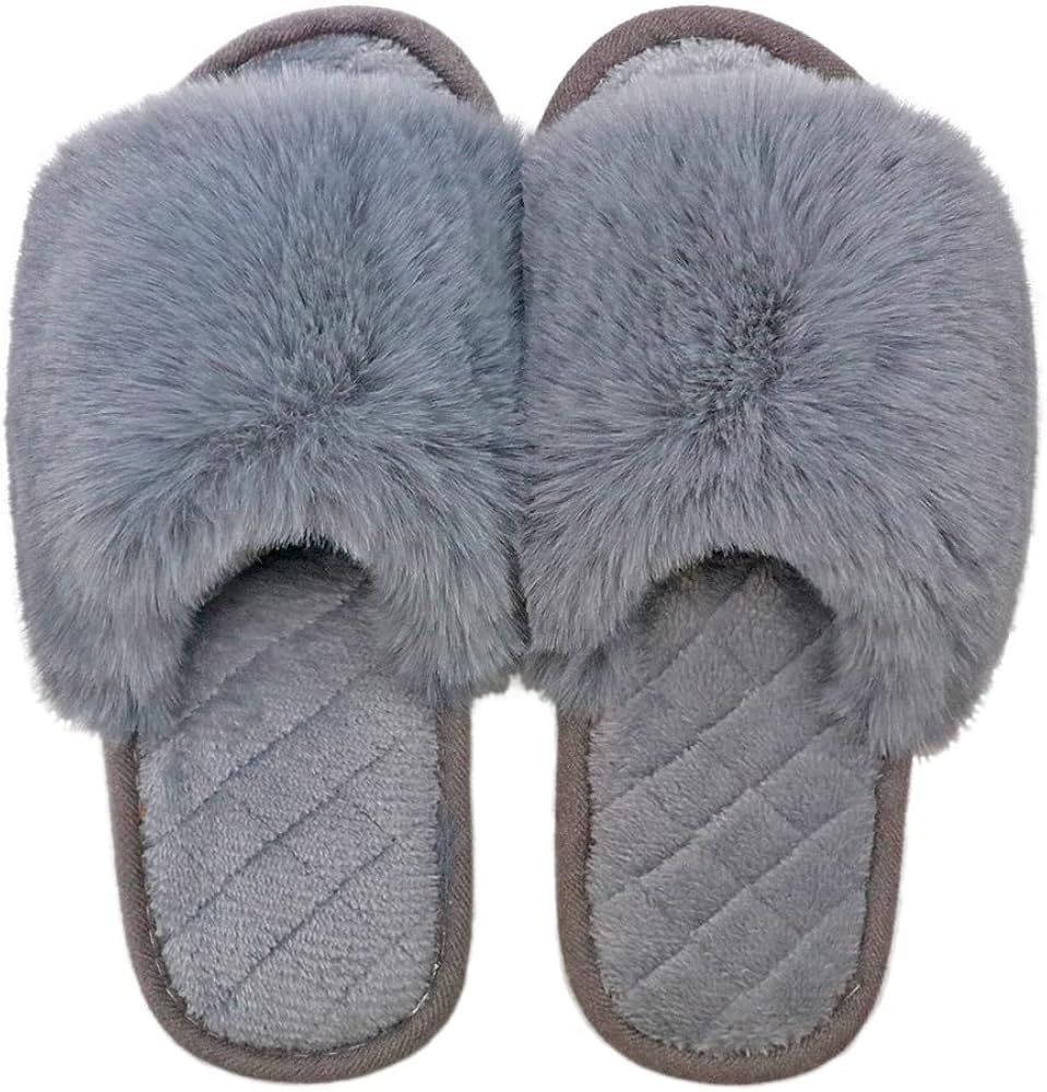 Slippers for Women, Cozy Memory Foam Open Toe House Womens Slippers Shoes Soft Comfy Flat Slide A... | Amazon (US)