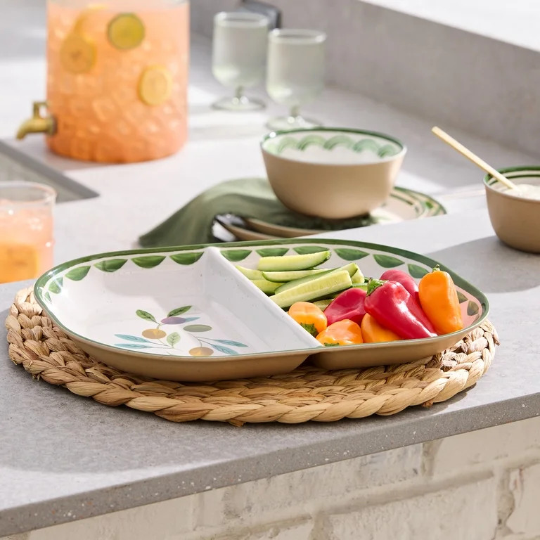 Better Homes & Gardens Olive Divided Tray in Beige - BPA Free, Dishwasher Safe | Walmart (US)