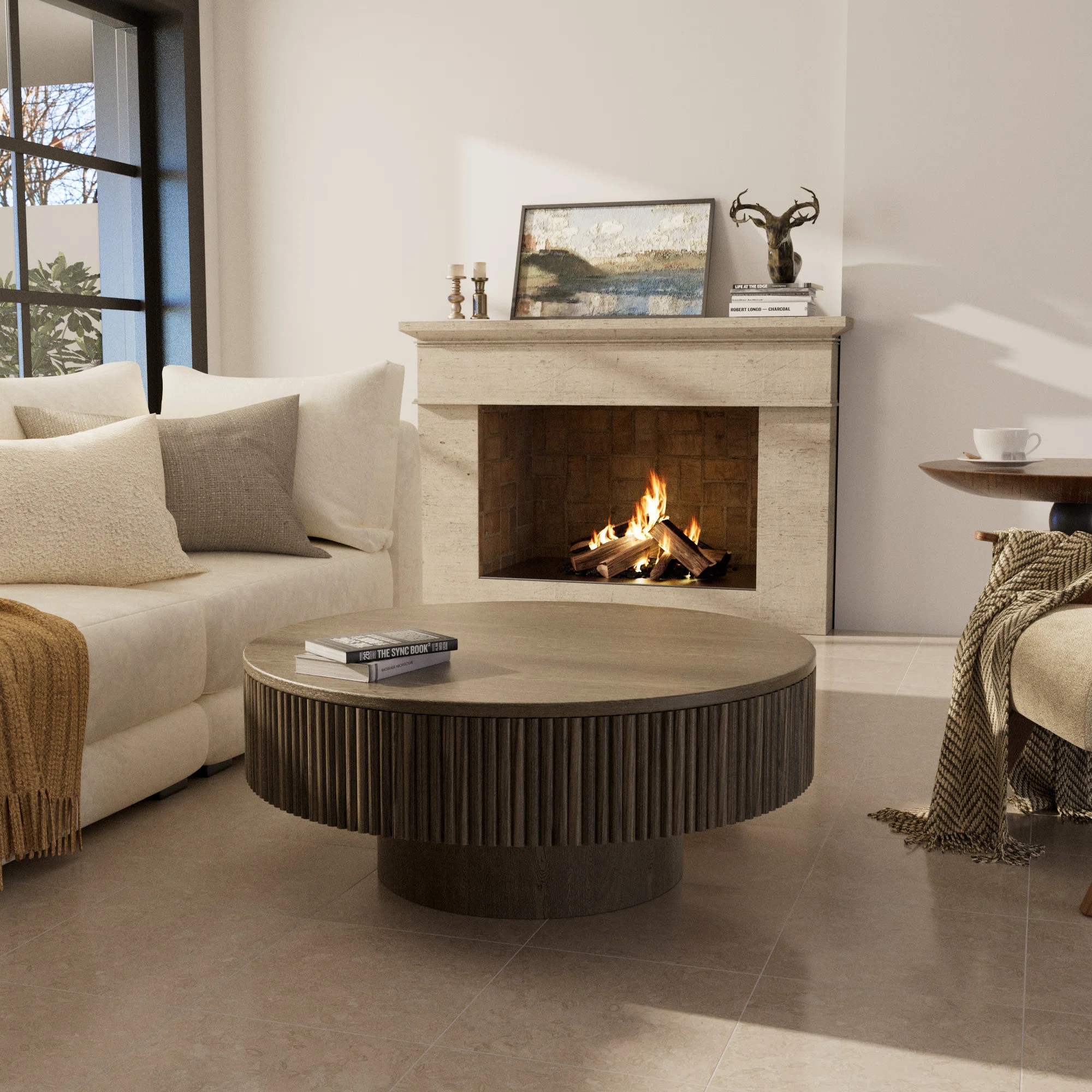 Ivy Bronx 35" & 31" Round Handcrafted Coffee Table – Solid Wood Fluted Design & Reviews | Wayfa... | Wayfair North America