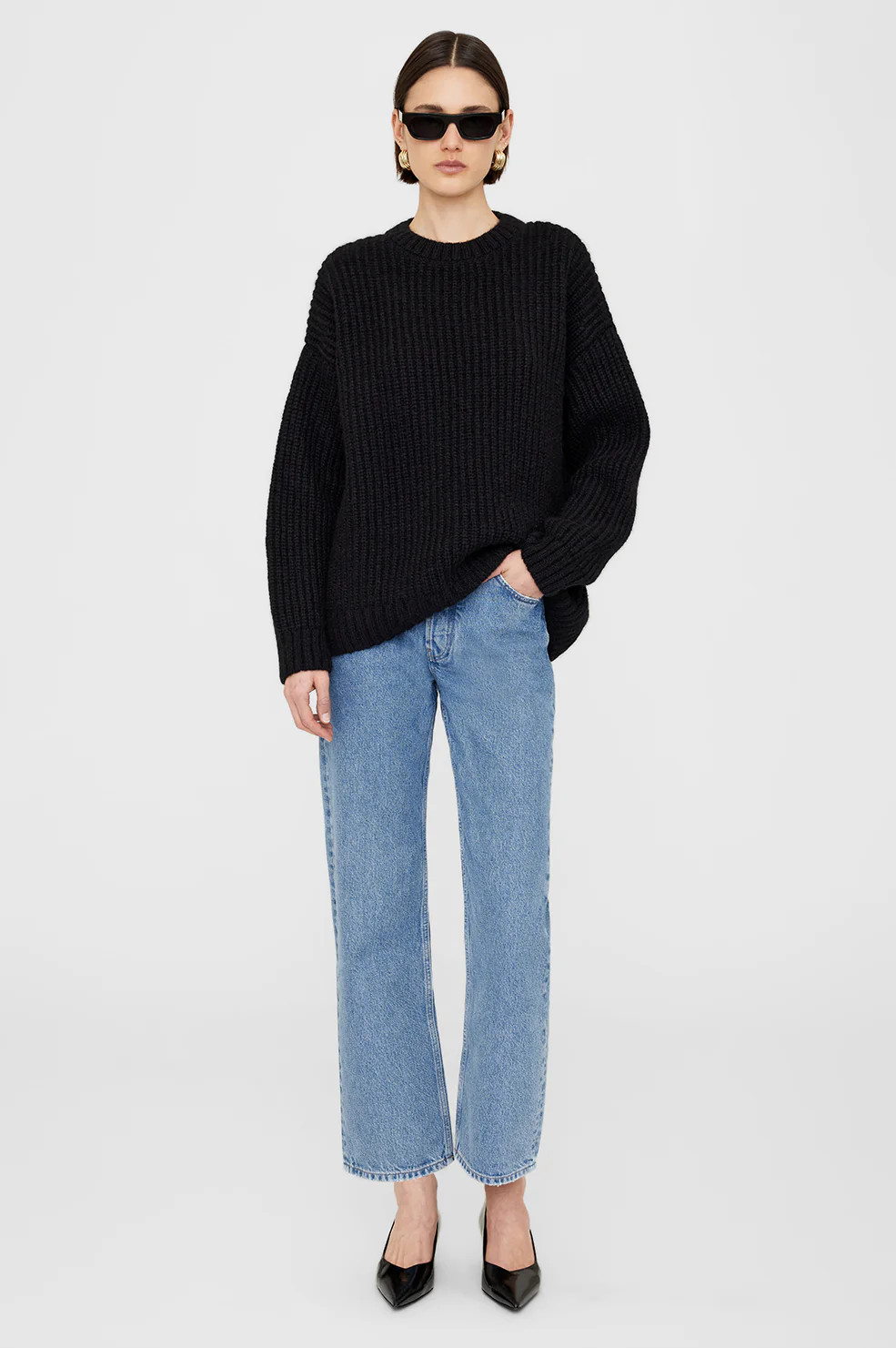 Sydney Crew Sweater - Black | Anine Bing
