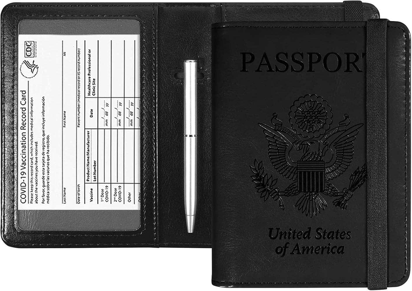 ACdream Passport and Vaccine Card Holder Combo, Cover Case with CDC Vaccination Card Slot, Leather T | Amazon (US)