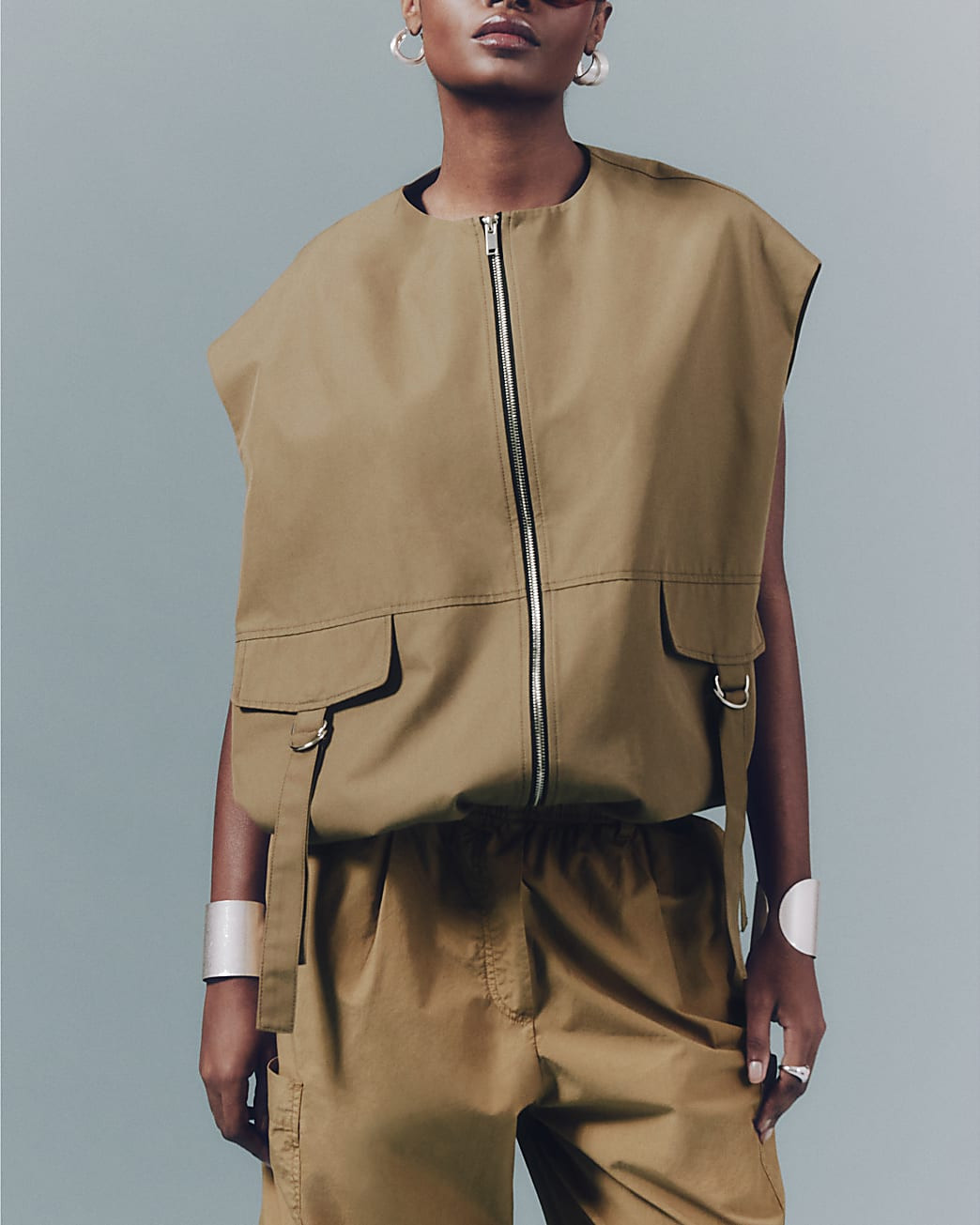 Beige Bubble Hem Gilet | River Island UK & IE