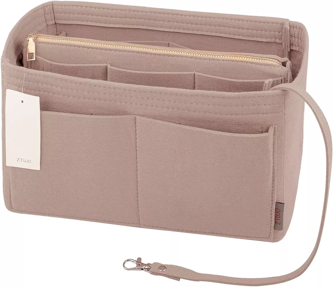 Pure Organizer Insert, Felt Bag Organizer With Zipper, Handbag Tote Shaper