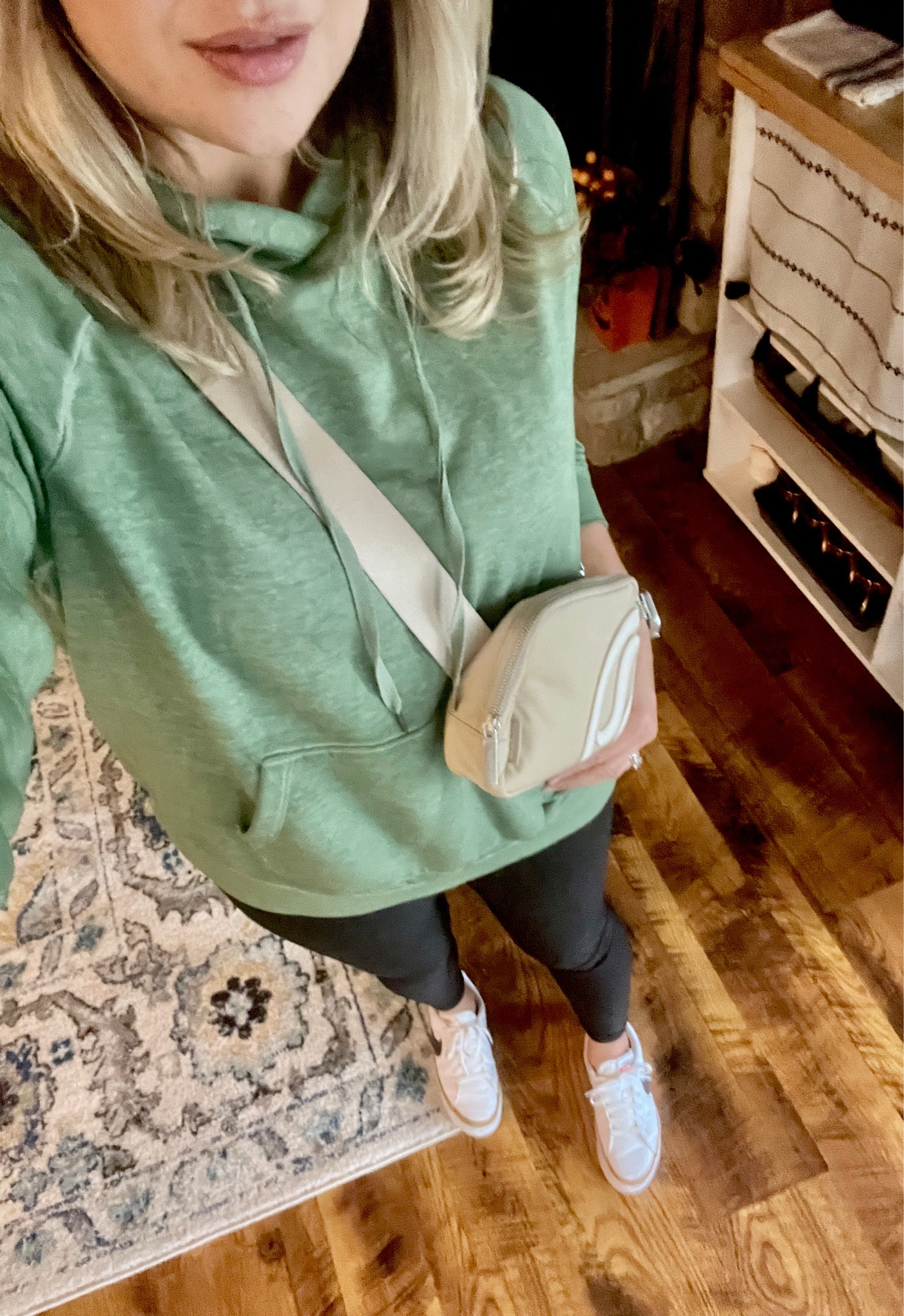 Cozy fall outfit! 
Sizing:
Hoodie - medium with plenty of room
Leggings - medium
Shoes - fit TTS 

Fall Fashion, Fall Outfits, Athleisure, Family Photos, Belt Bag, Fanny Pack, Oversized Sweatshirt, Leggings 

#LTKfindsunder50 #LTKstyletip #LTKSeasonal