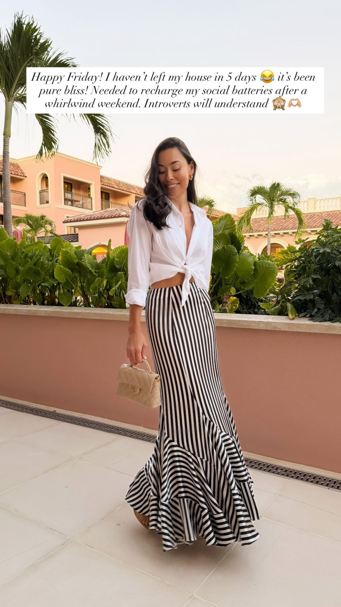 Stripe skirt and white button down, Palm Beach style. 

#LTKTravel #LTKHoliday #LTKootd