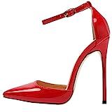 LOVIRS Womens Red High Heel Pointed Toe Ankle Strap Stiletto Pumps Wedding Basic Shoes 11 M US | Amazon (US)