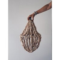 Wooden Bead Chandelier | Boho Light Pendant Lighting Wood Beaded Chandelier Hanging Lamp | Etsy (US)